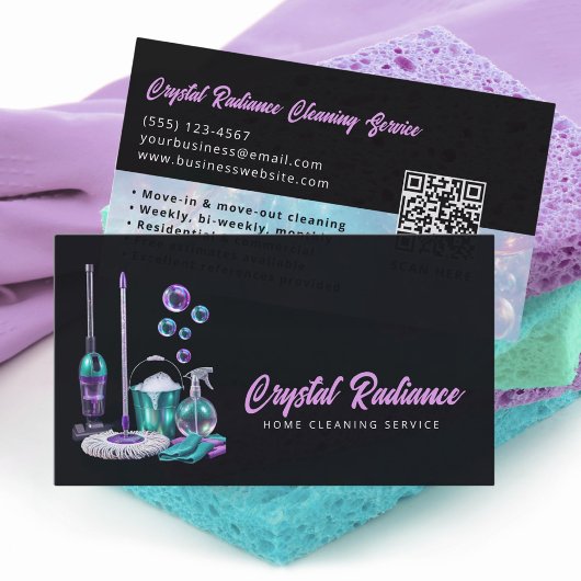 Cleaning Service Supplies Modern QR Code Visitenkarte