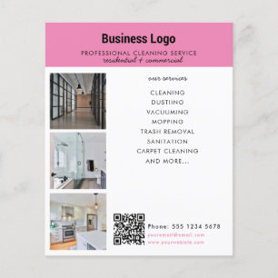 Cleaning Services Business Promotion QR Code Flyer