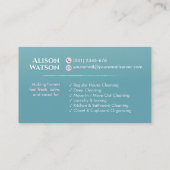 Cleaning Services - Elegant Floral Teal and Pink Visitenkarte (Rückseite)