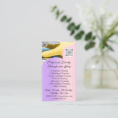 Cleaning Services House Keeping QRCode Photo Pink Visitenkarte (Stehend Vorderseite)