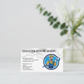 Cleaning Services | Janitor Holding Mop Visitenkarte (Stehend Vorderseite)