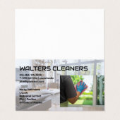 Cleaning Services Logo | Maid Washing Window Visitenkarten (Außenseite Aufgefaltet)