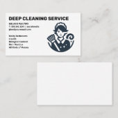 Cleaning Services | Maid with Broom Logo Visitenkarte (Vorne/Hinten)