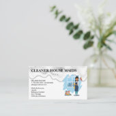 Cleaning Services | Maid with Broom Visitenkarte (Stehend Vorderseite)