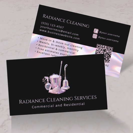 Cleaning Services Supplies Modern QR Code Visitenkarte