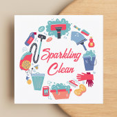 Cleaning Supplies Housekeeping Service Quadratische Visitenkarte