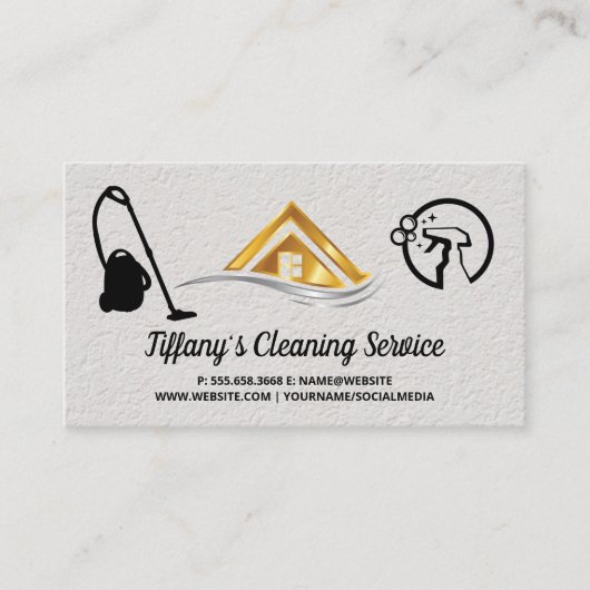 Cleaning Supplies | Maid Cleaning | House Logo Visitenkarte (Vorderseite)