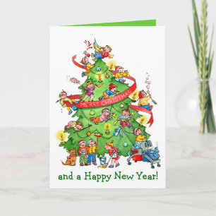 Cleaning The Christmas Tree Holidays Greeting Card Feiertagskarte