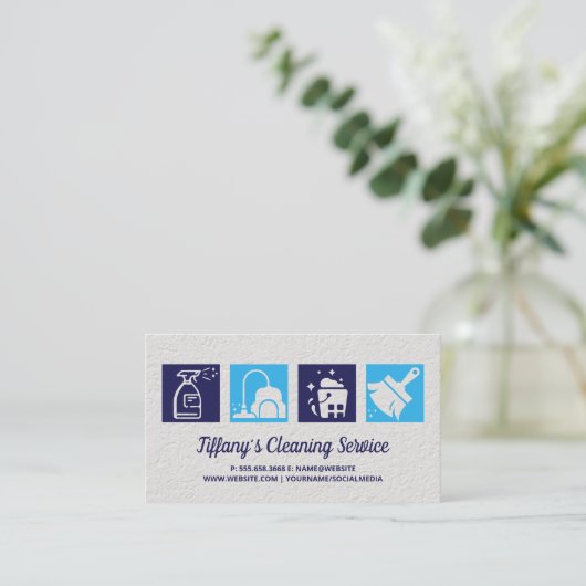 Cleanings-Service-Symbole Visitenkarte (Stehend Vorderseite)