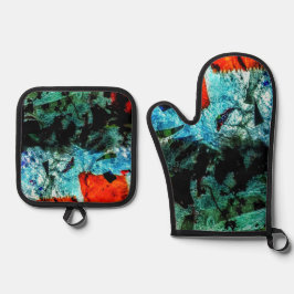 Clear abstract pot holder and oven mitt,Ordinary Ofenhandschuh & Topflappen-Set