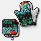 Clear abstract pot holder and oven mitt,Ordinary Ofenhandschuh & Topflappen-Set (Vorderseite/Rückseite)