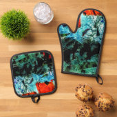 Clear abstract pot holder and oven mitt,Ordinary Ofenhandschuh & Topflappen-Set (Oben Unten)
