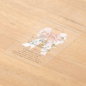 CLEAR ACRYLIC 60th Birthday Pink Bow Rose Floral I Acryleinladungen (Ablage )