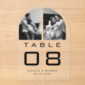 Clear Acrylic Arch Photo Wedding Table Number Acryleinladungen (Vorderseite)