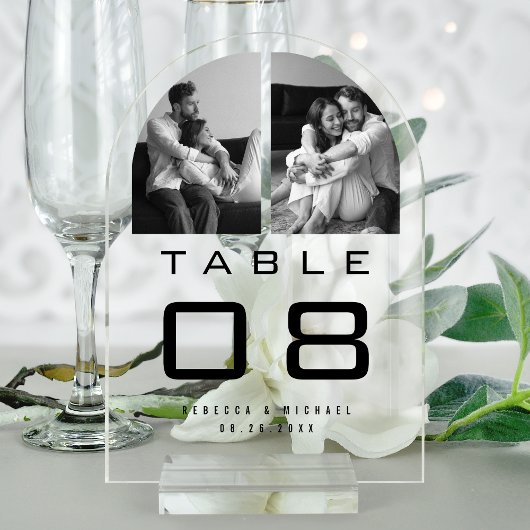 Clear Acrylic Arch Photo Wedding Table Number Acryleinladungen
