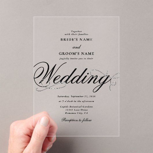 Clear Acrylic Elegant Classic Luxury Wedding Acryleinladungen (Insitu (Handheld))