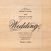 Clear Acrylic Elegant Classic Luxury Wedding Acryleinladungen (Vorderseite)