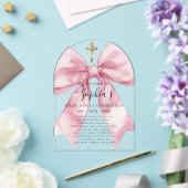 Clear Acrylic Girl's First Communion Pink Bow Arch Acryleinladungen (Insitu (Hochzeit))
