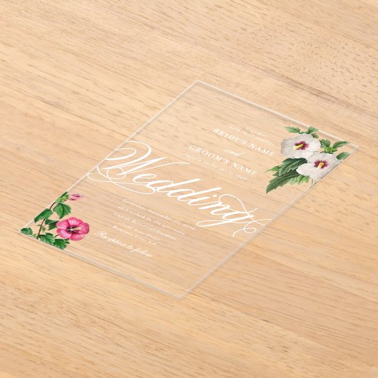 Clear Acrylic Tropical Hibiskus Wedding Acryleinladungen (Ablage )