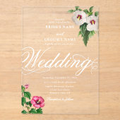 Clear Acrylic Tropical Hibiskus Wedding Acryleinladungen (Vorderseite)