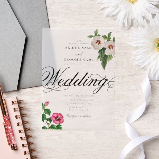 Clear Acrylic Tropical Hibiskus Wedding Pergament Einladungen (Hochzeit)