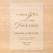 Clear Acrylic Wedding Invitation | Minimal Modern Acryleinladungen (Vorderseite)
