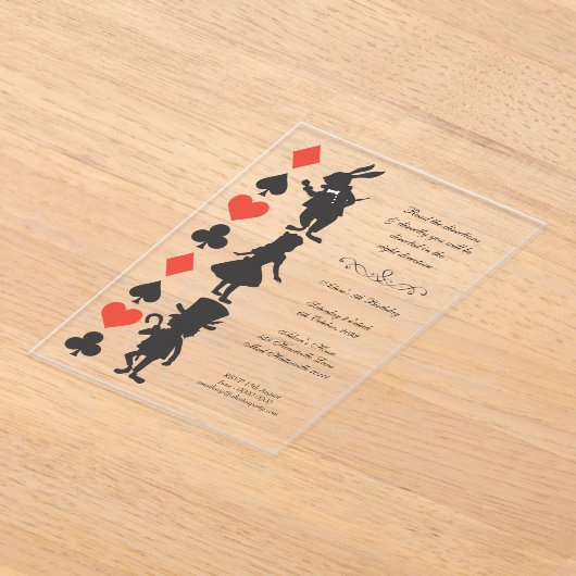 CLEAR Alice in Wonderland Cards Tea Party Birthday Acryleinladungen (Ablage )