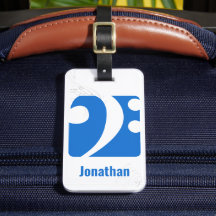 Clear Blue Bass Clef Music Symbol Luggage Tag
