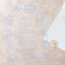 Clear Blue Botanical Wedding Akryllic Einladung