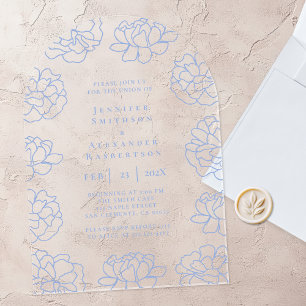Clear Blue Botanical Wedding Akryllic Einladung