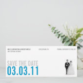 Clear Blue Kitsch Save the Date (Stehend Vorderseite)