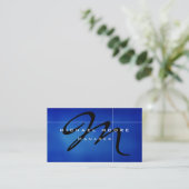 Clear Blue Monogram Unicode Manager Business Card Visitenkarte (Stehend Vorderseite)