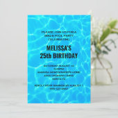 Clear Blue Pool Water Foto Geburtstag Einladung (Stehend Vorderseite)