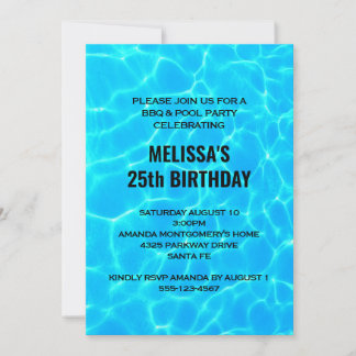 Clear Blue Pool Water Foto Geburtstag Einladung