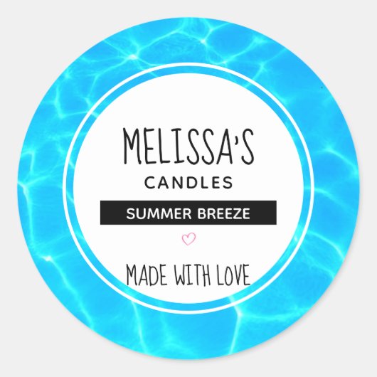 Clear Blue Pool Water Foto Kerze / Seife Runder Aufkleber (Vorderseite)