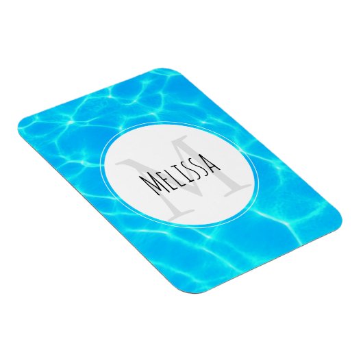 Clear Blue Pool Water Foto Monogram Magnet (Rechte Seite)