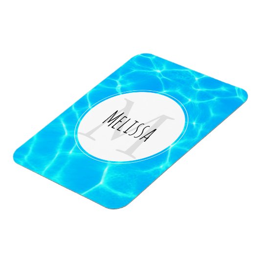 Clear Blue Pool Water Foto Monogram Magnet (Linke Seite)