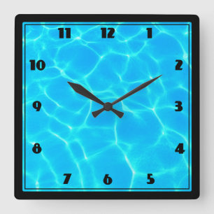 Clear Blue Pool Water Foto Quadratische Wanduhr