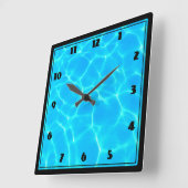 Clear Blue Pool Water Foto Quadratische Wanduhr (Winkel)
