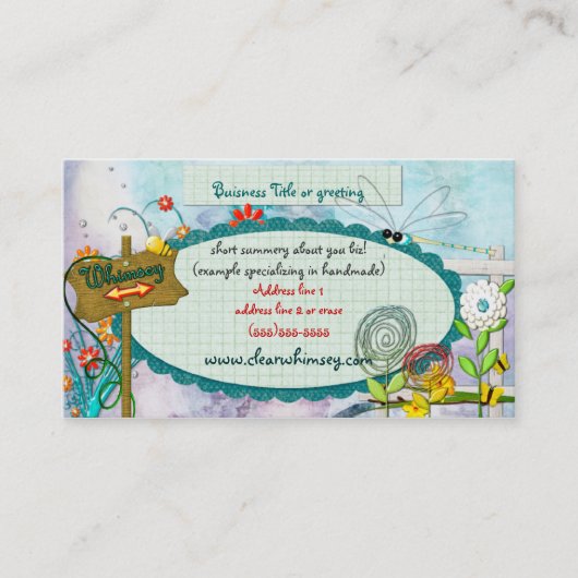 Clear Blue Whimsey CUSTOM Visitenkarte (Vorderseite)
