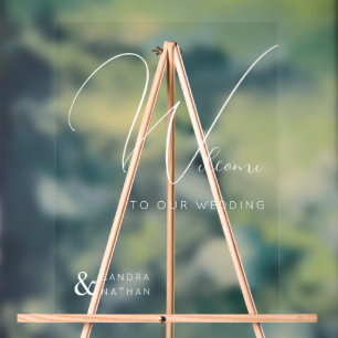 Clear Calligraphic Welcome to Our Wedding Sign Acrylschild