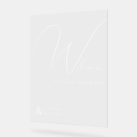 Clear Calligraphic Welcome to Our Wedding Sign Acrylschild (Winkel)