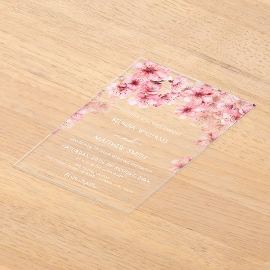 Clear Cherry Blossom Wedding Acryleinladungen (Ablage )