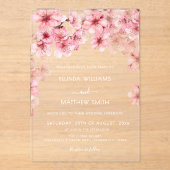 Clear Cherry Blossom Wedding Acryleinladungen (Vorderseite)