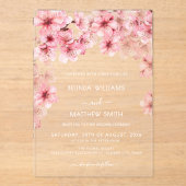 Clear Cherry Blossom Wedding Acryleinladungen (Vorderseite)