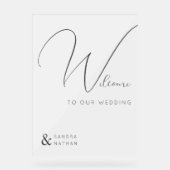 Clear Chic Willkommen bei unserem Hochzeitszeichen Acrylschild (Vorderseite)