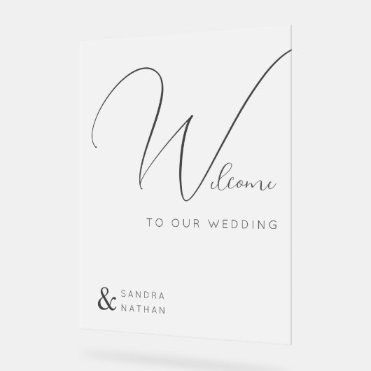 Clear Chic Willkommen bei unserem Hochzeitszeichen Acrylschild (Winkel)