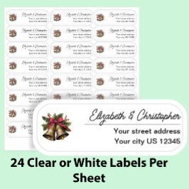 Clear Christmas Bells Return Address Transparent Aufkleber