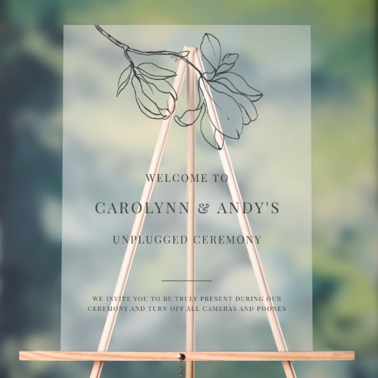 Clear Classy Unplugged Wedding Zeremony Acrylschild (Neutral)