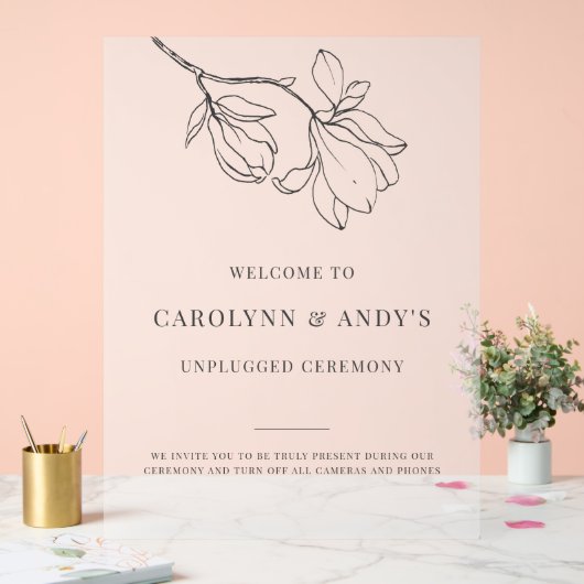 Clear Classy Unplugged Wedding Zeremony Acrylschild (Hochzeit)